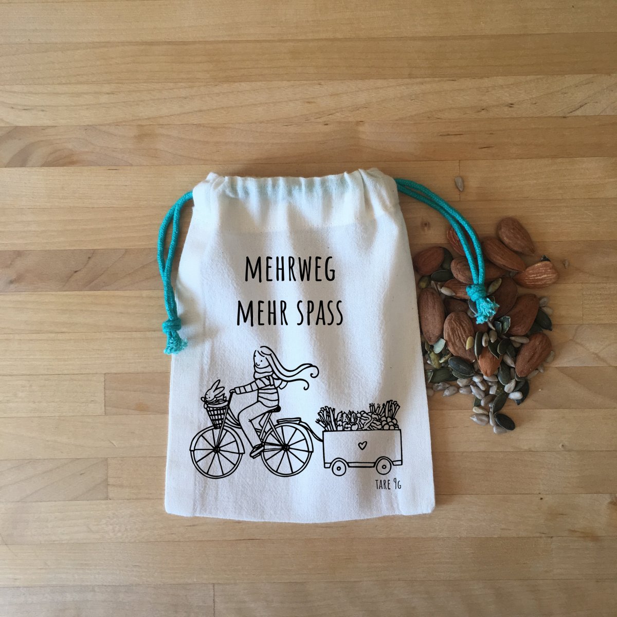 Sac à vrac POCHETTE XS Les Cracks du Vrac 12 x 17 cm Pour des mélanges de graines ou de fruits pour le goûter, les noix, les biscuits, les bonbons, les herbes, le gingembre, l’ail, les limes, les litchis, …et aussi pour les petits jouets, un savon à suspendre dans la douche, des emballages-cadeaux zéro déchet.